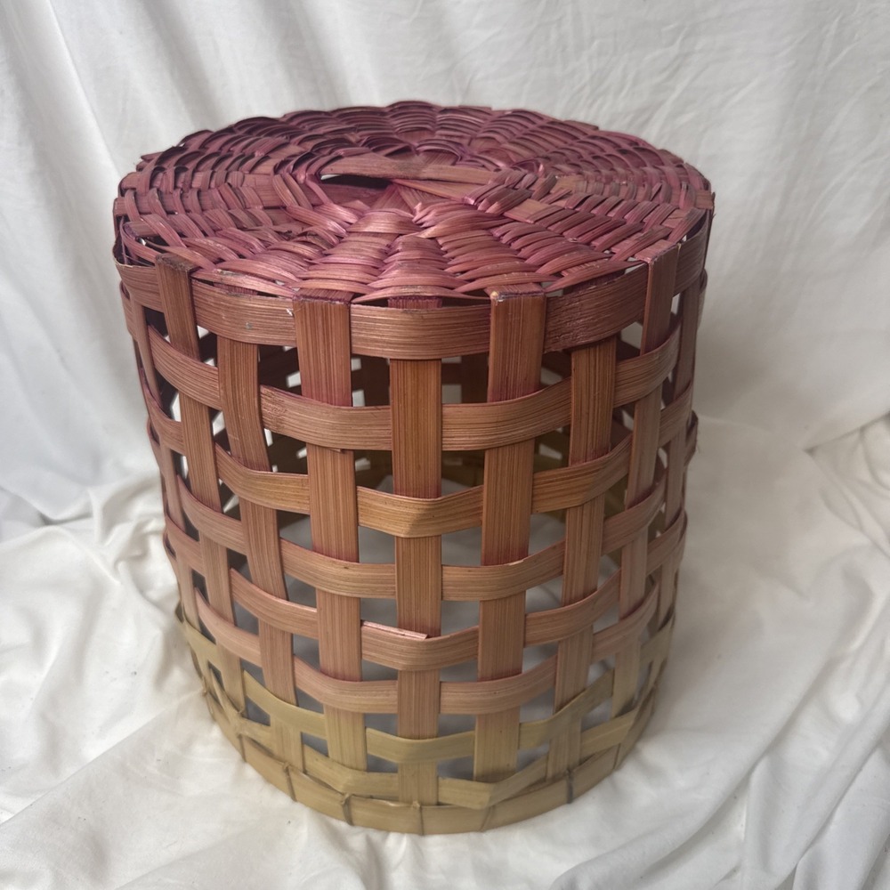 Bamboo Woven Waste Gradient Basket Trash Planter Umbrella Bath Storage Large 13" - Picture 7 of 11